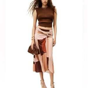 BNWT ba&sh Mely Twist-Front Midi Skirt Sz 36/4